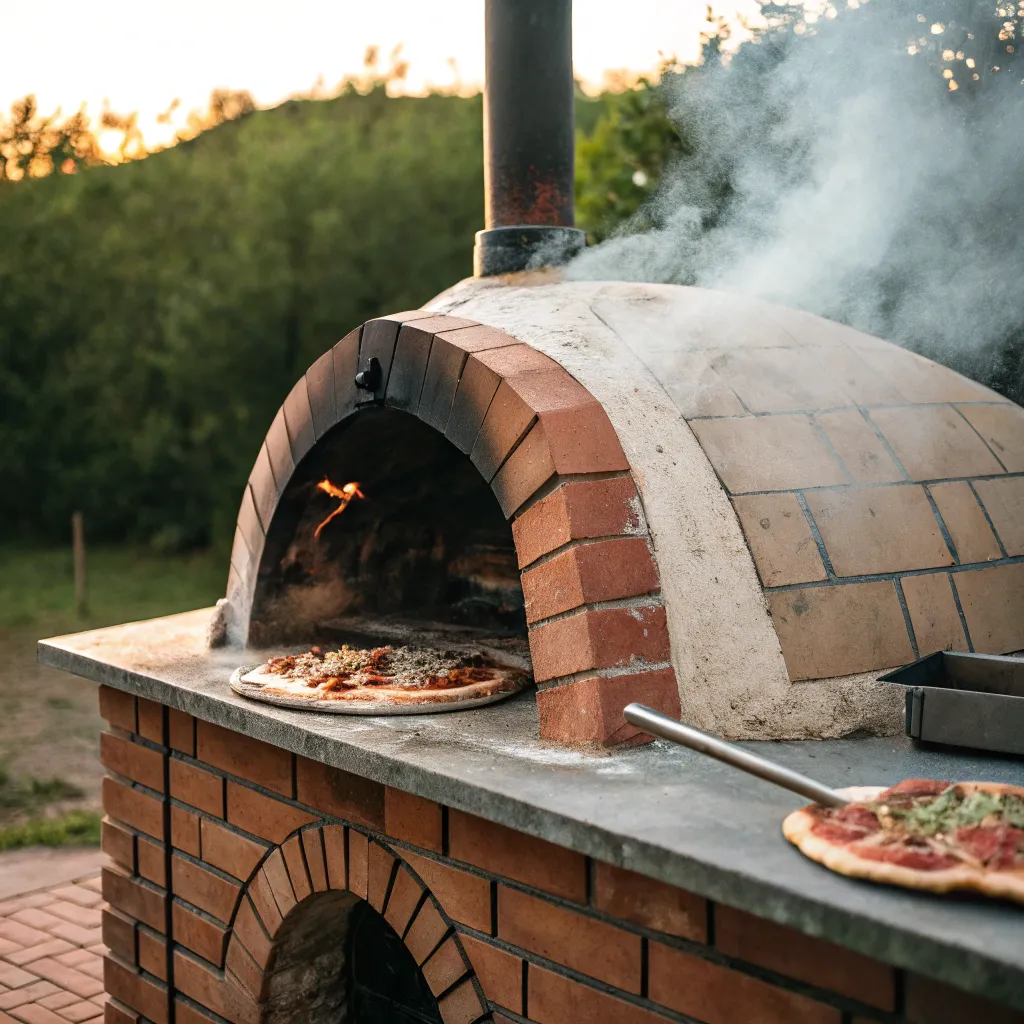 A traditional pizza oven